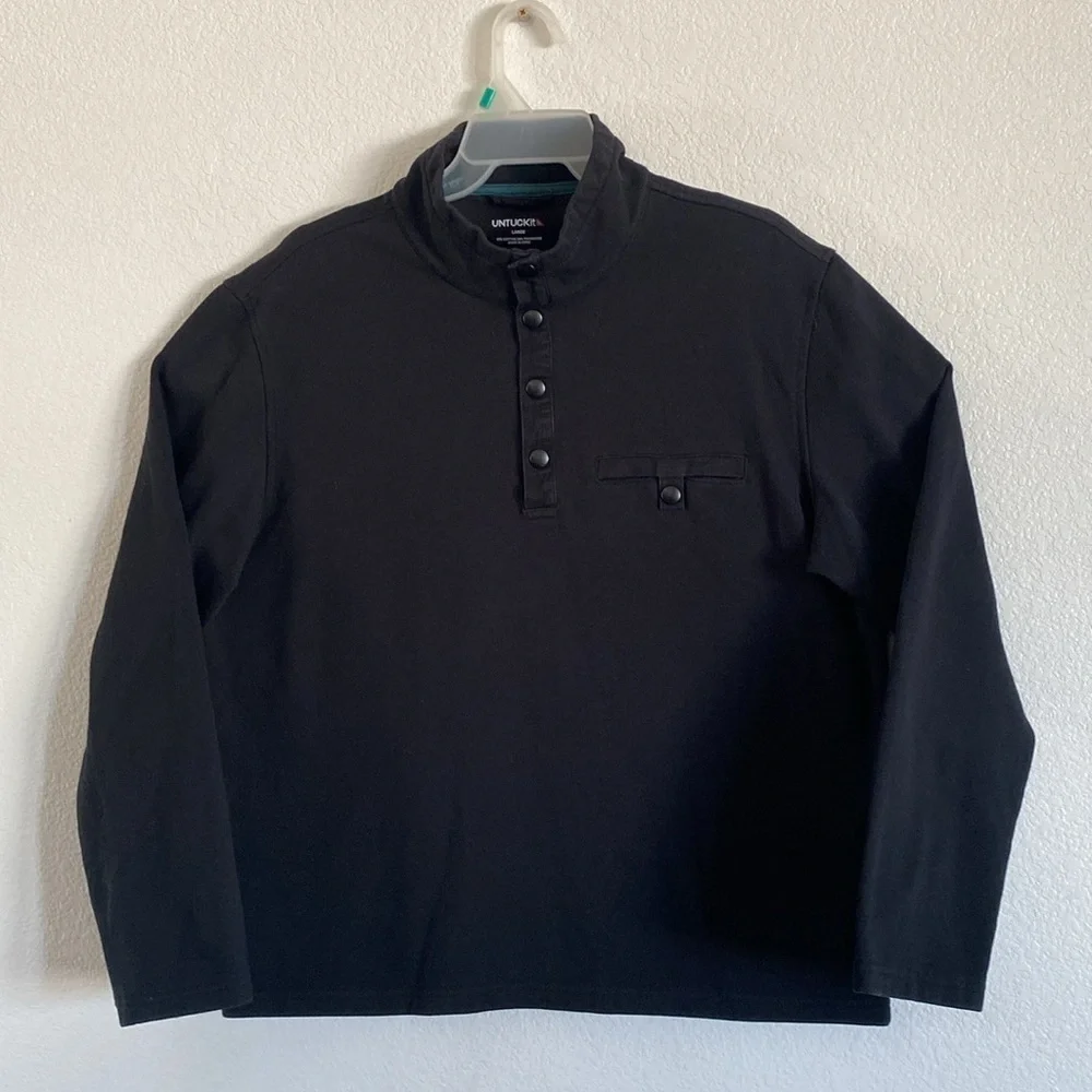 UNTUCKit Parkson Black Snap Pullover Sweatshirt Size L